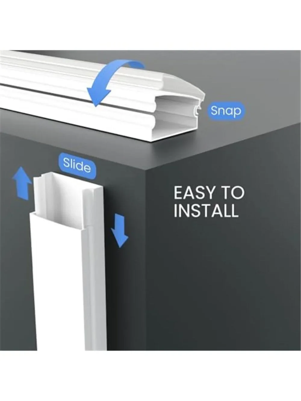 Cable Raceway Cord Hider Wall Wire Cover Cable Management Kit Paintable White